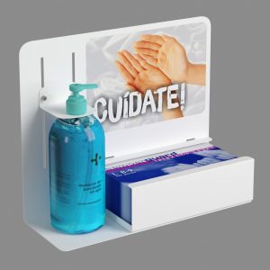 Dispensador de gel y guantes